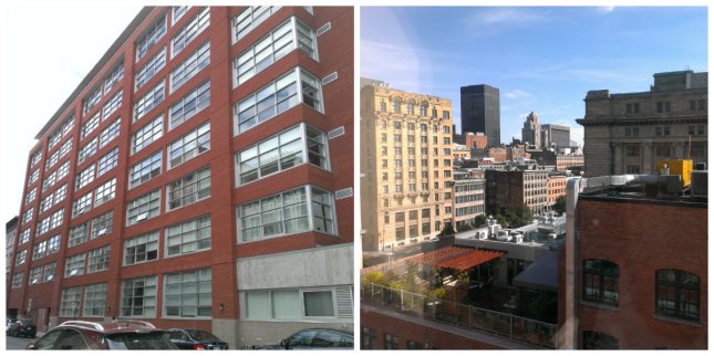 Our building and our view - if you look closely you can see the spires of Notre Dame in the distance